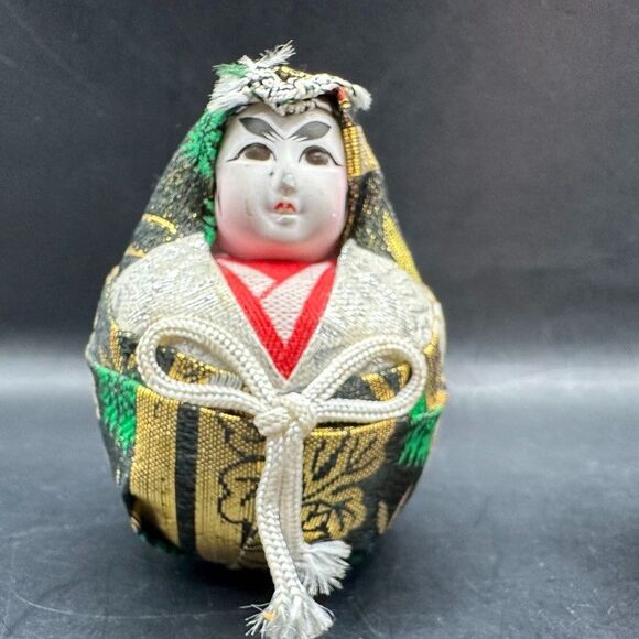 Vintage Japanese Dolls Daruma Hime Ningyo Pair Empress Jingu Hand painted - Picture 8 of 11